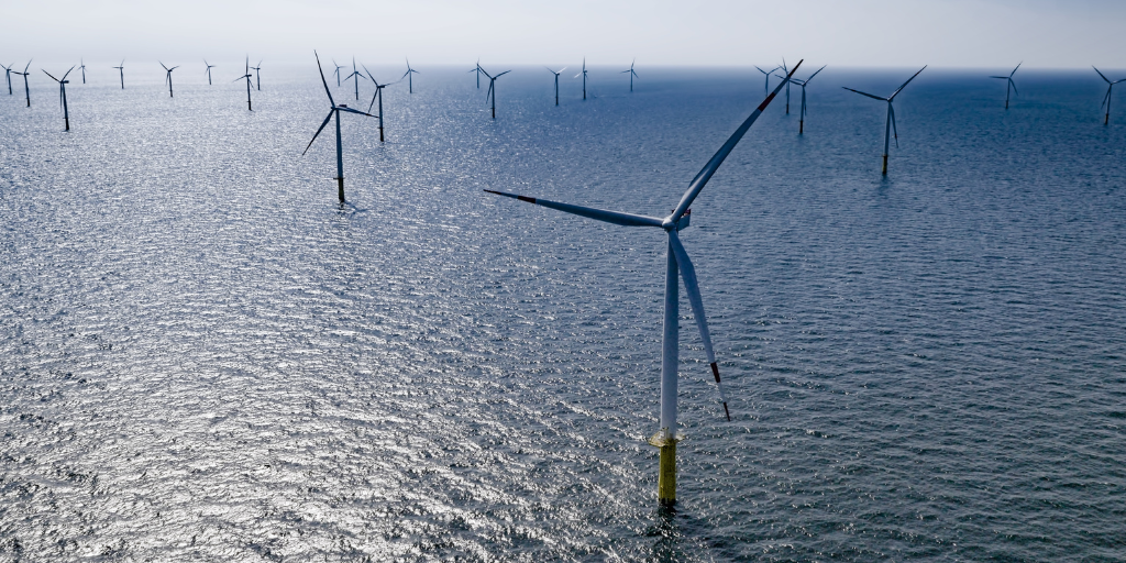 Wind farm on the sea